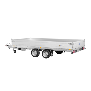 Remorque plateau ridelles SARIS – 406 x 204 cm double essieu freiné – PTAC 3500 kg