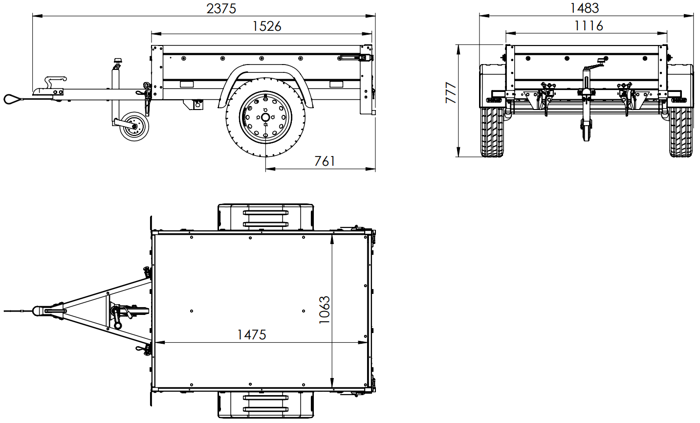 Remorque de jardin Unitrailer Garden Trailer 150 Kipp – ridelles 70 cm – PTAC 750 kg – Image 10