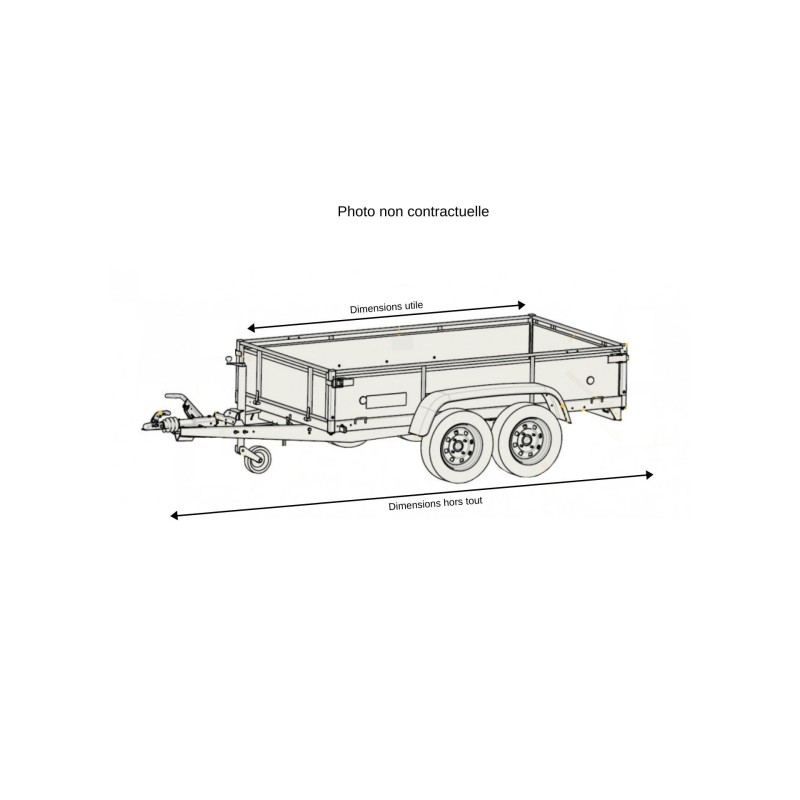 Remorque basculante Lider Robust – 253 x 134 cm – essieu à barre de torsion – PTAC 1500 kg – Image 3