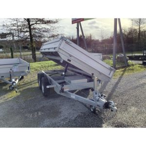 Remorque tribenne aluminium SARIS – PTAC 2000 kg – ridelles double paroi