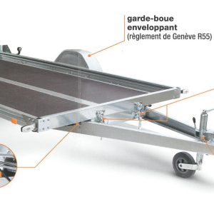 Remorque plateau Erde Expert PLM 150 – 250 x 150 cm – double vérin pneumatique